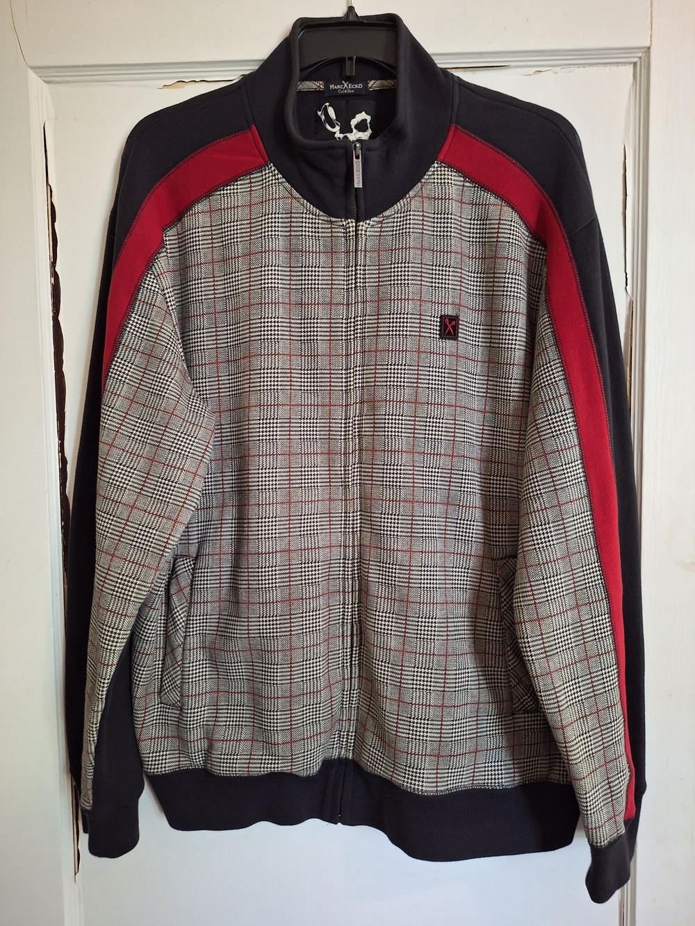 Vintage Marco Ecko Mens Black Plaid Long Sleeve Full Zip Coat Jacket Size 2XL